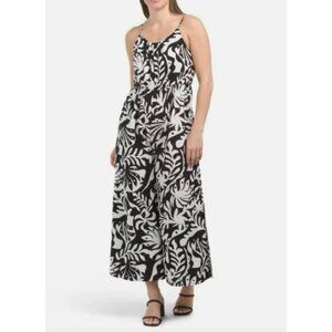 Rachel Zoe New Palm Print Linen Blend Jumpsuit w/Pockets Size M Romper Cropped